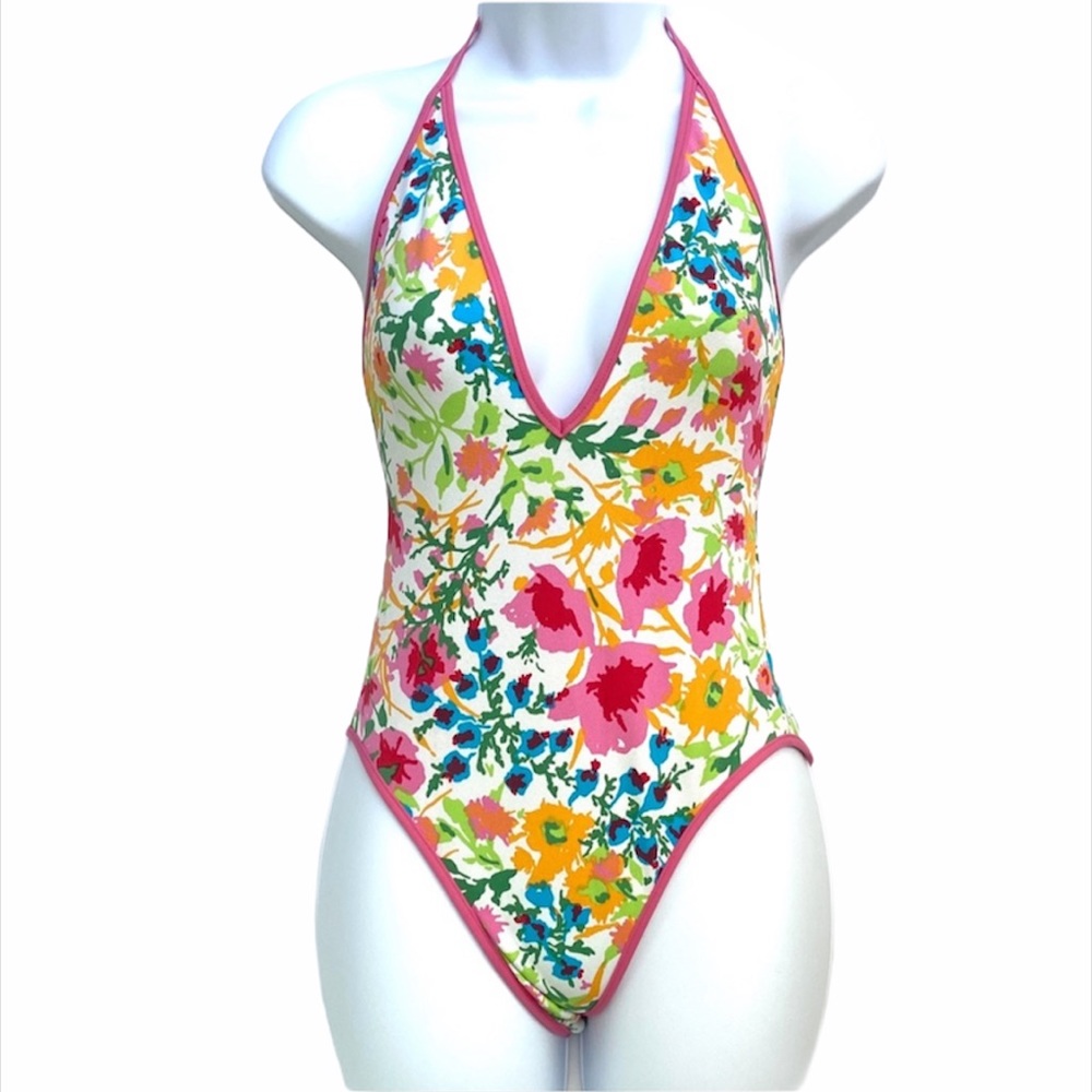 One Piece Deep V neck backless Swimsuit Small - Picture 1 of 15
